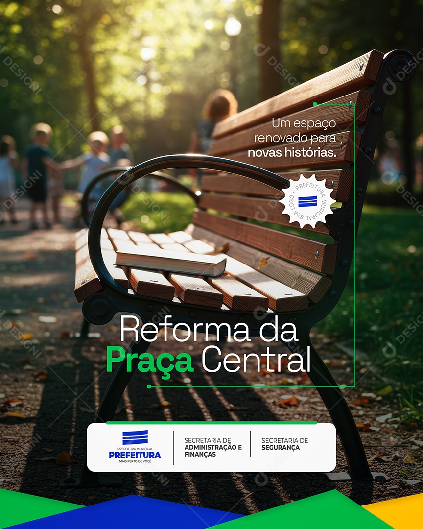 Reforma da Praça Central Prefeitura Municipal Social Media PSD Editável