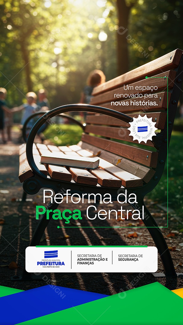 Reforma da Praça Central Prefeitura Municipal Story Social Media PSD Editável