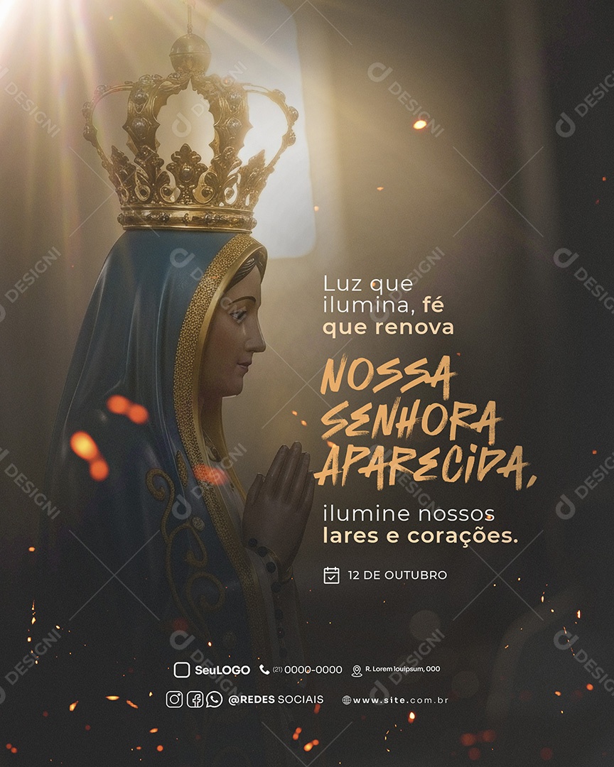 Dia de Nossa Senhora Aparecida 12 de Outubro Social Media PSD Editável