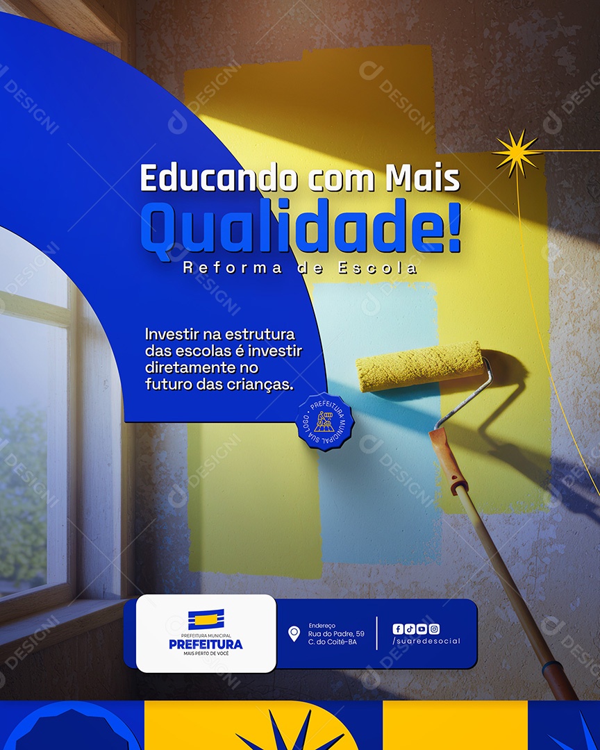 Reforma de Escola Prefeitura Municipal Social Media PSD Editável