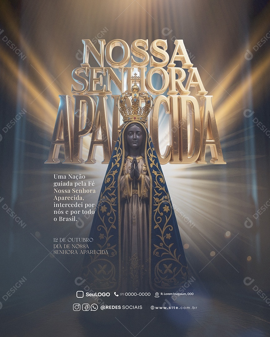 Dia de Nossa Senhora Aparecida 12 de Outubro Social Media PSD Editável