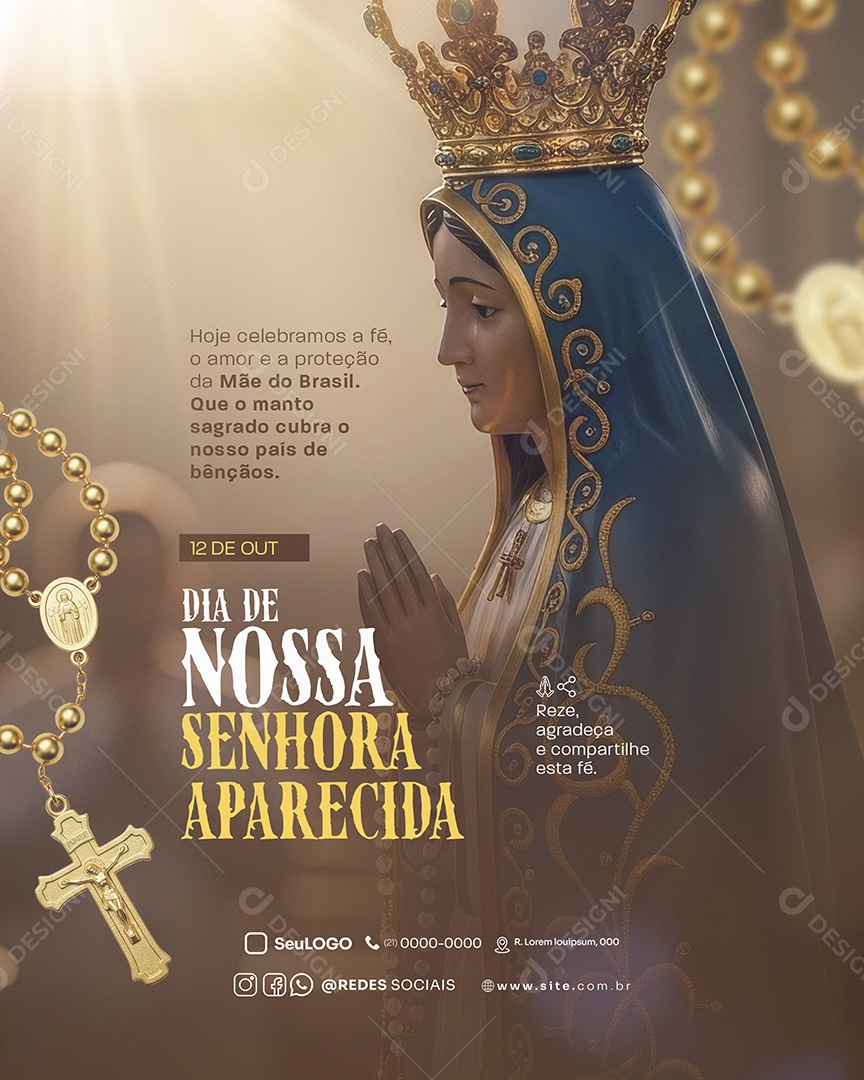 Dia de Nossa Senhora Aparecida 12 de Outubro Social Media PSD Editável