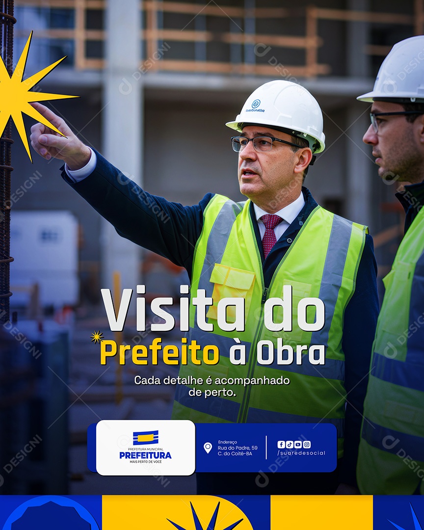 Visita do Prefeito à Obra Prefeitura Municipal Social Media PSD Editável