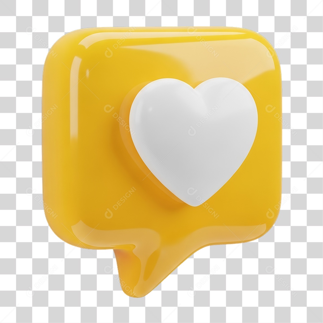 Ícone 3D Coração PNG Transparente