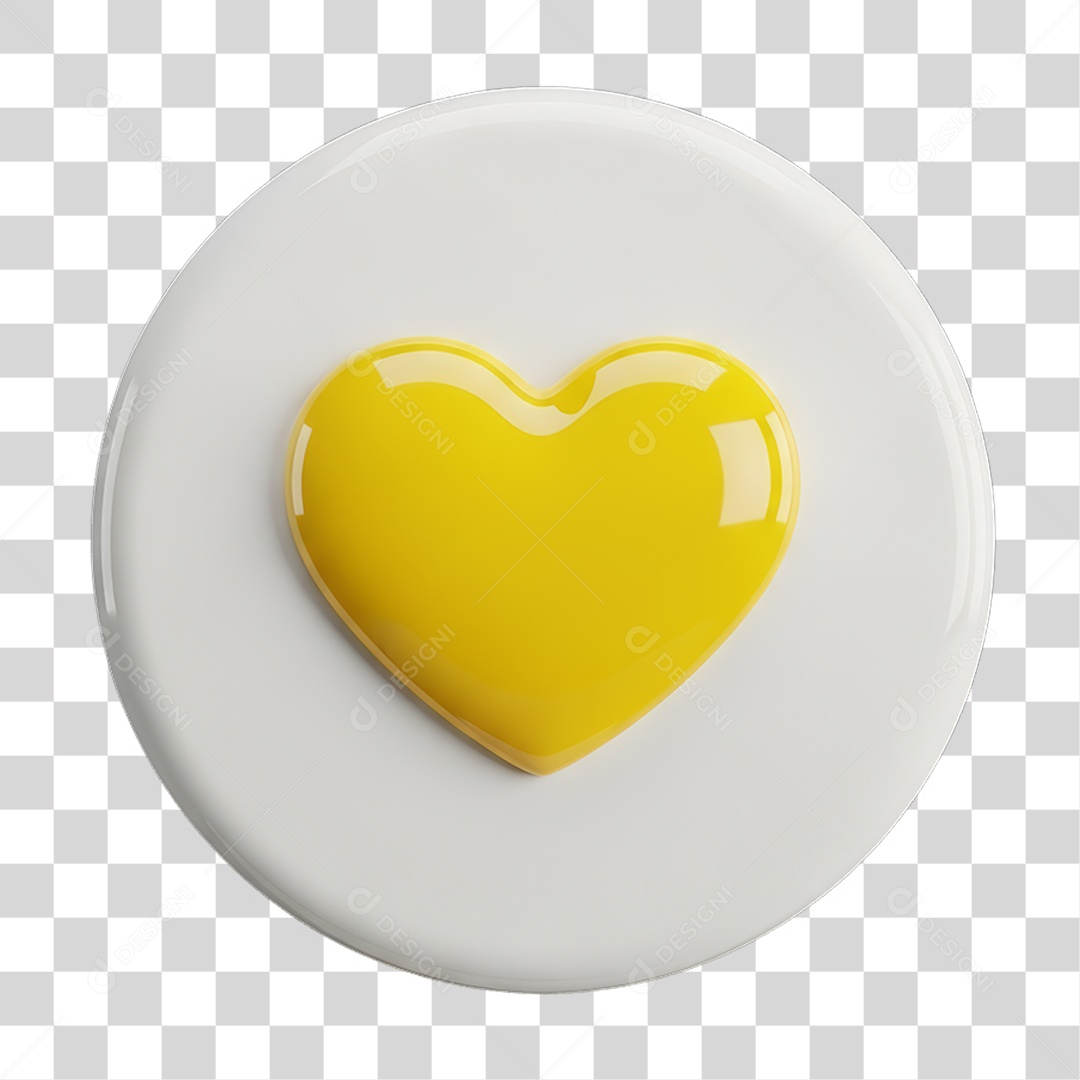 Ícone 3D Coração PNG Transparente