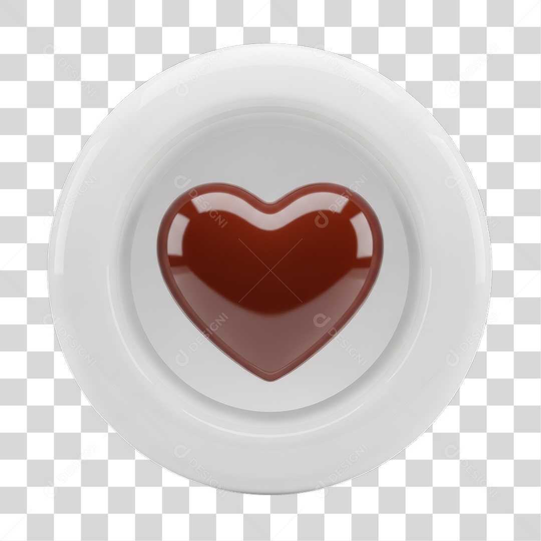 Ícone 3D Coração PNG Transparente