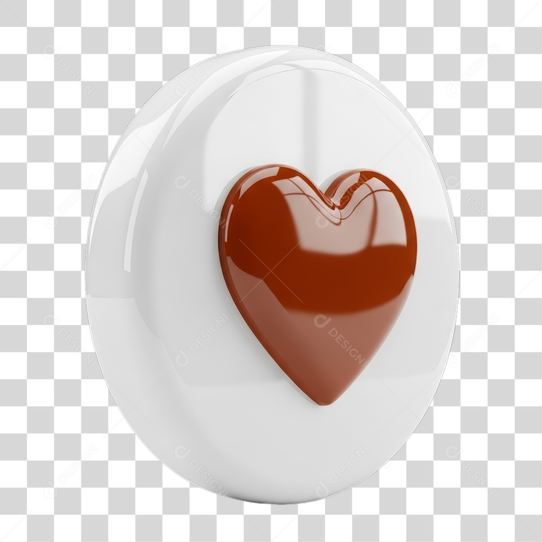 Ícone 3D Coração PNG Transparente