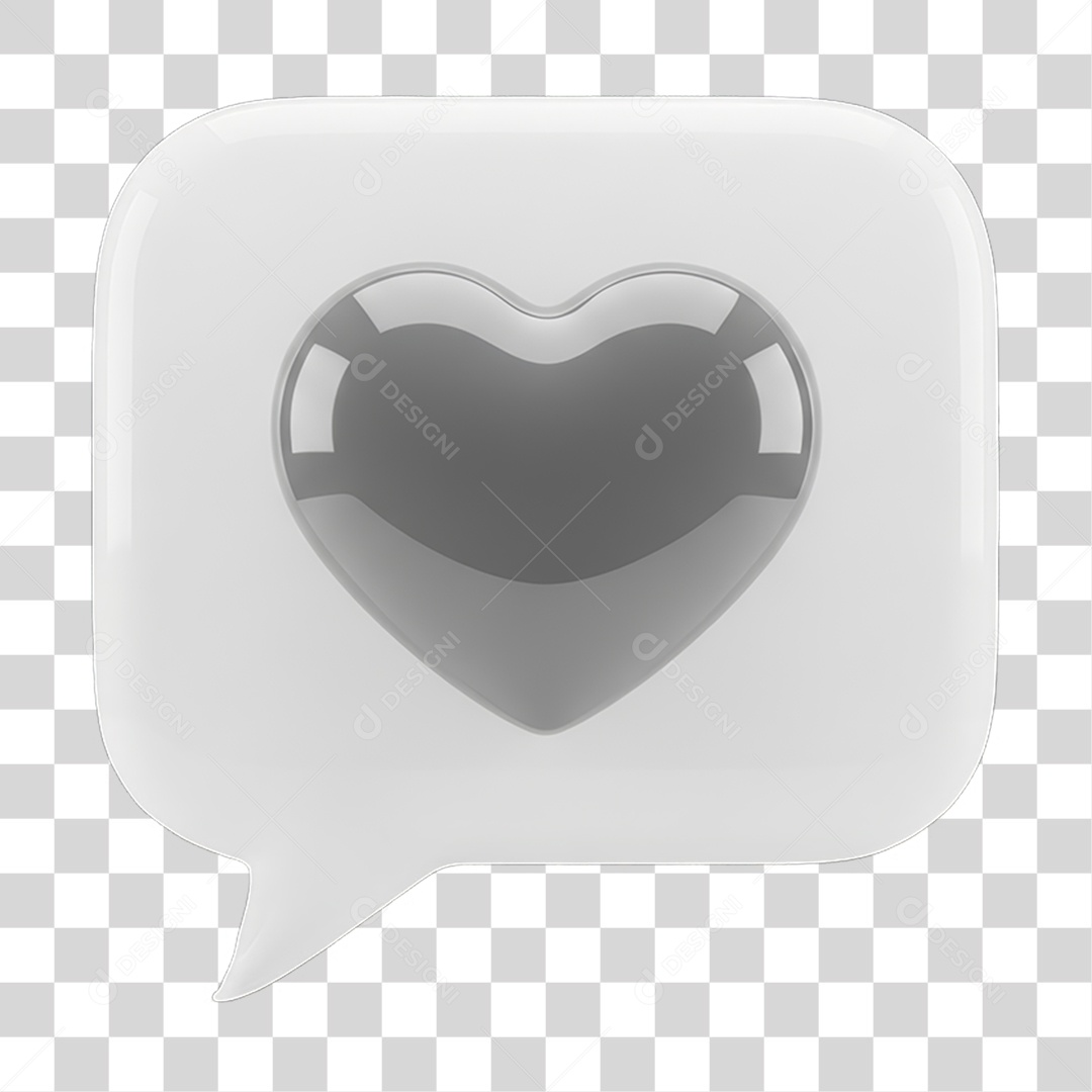 Ícone 3D Coração PNG Transparente
