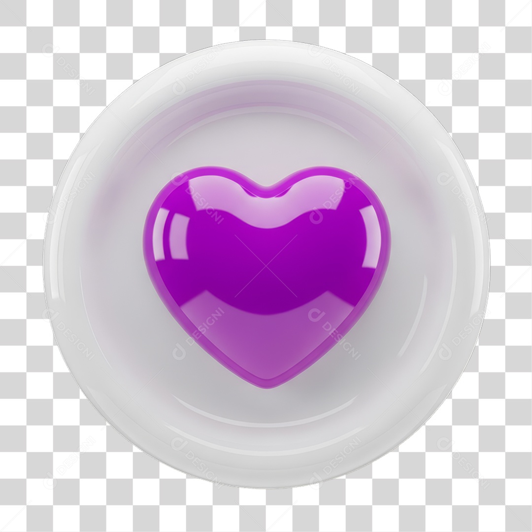 Ícone 3D Coração PNG Transparente
