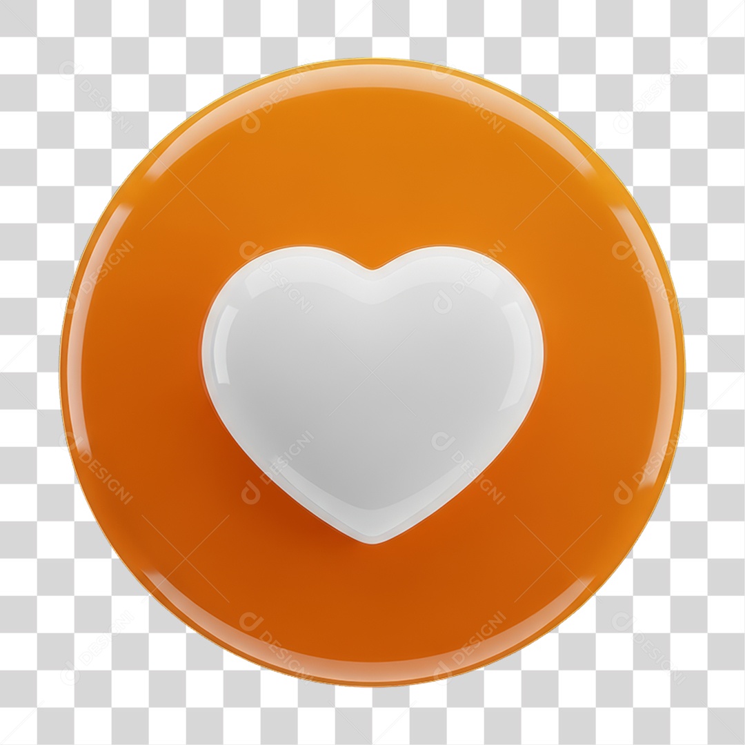 Ícone 3D Coração PNG Transparente
