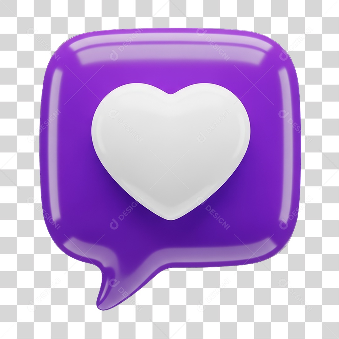 Ícone 3D Coração PNG Transparente