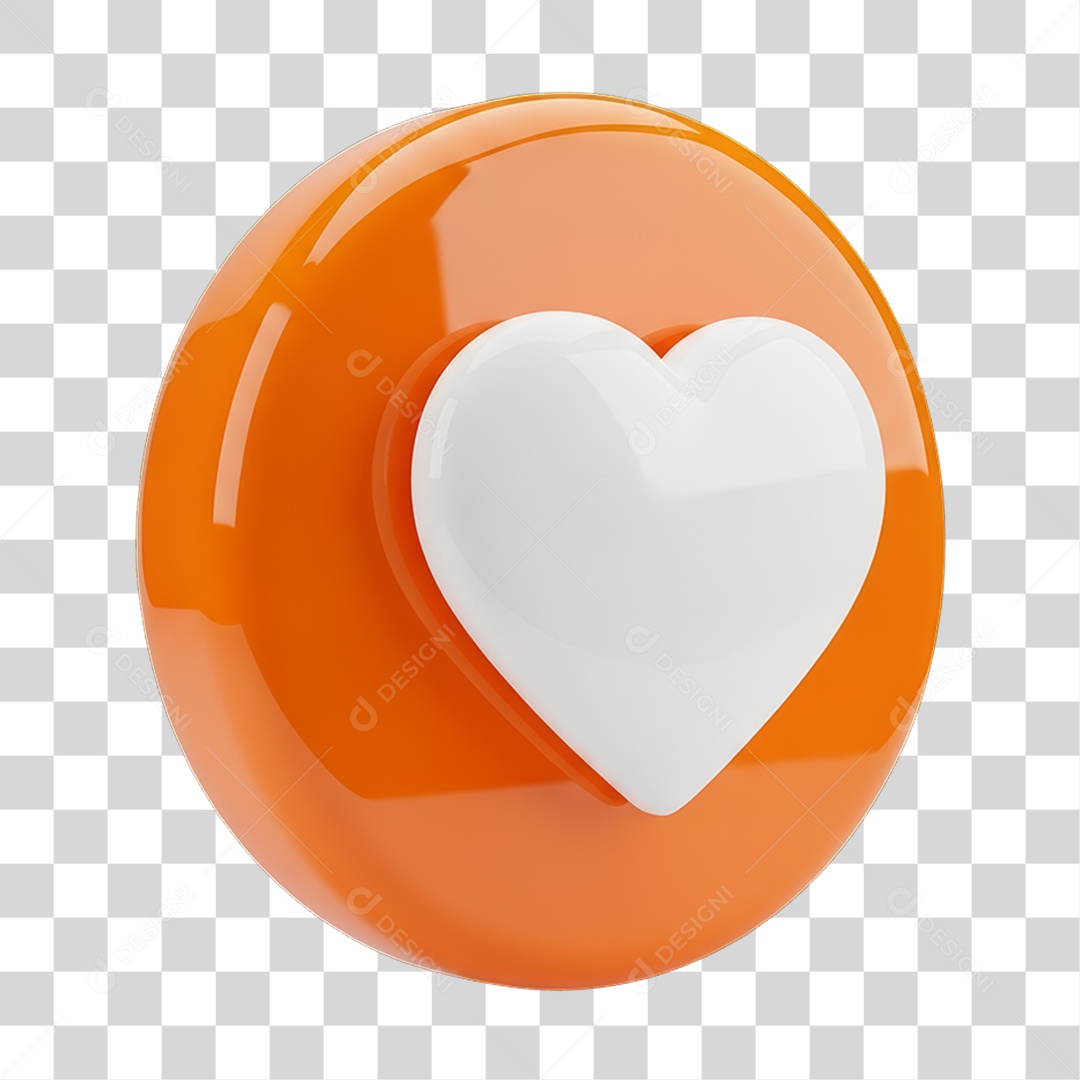 Ícone 3D Coração PNG Transparente