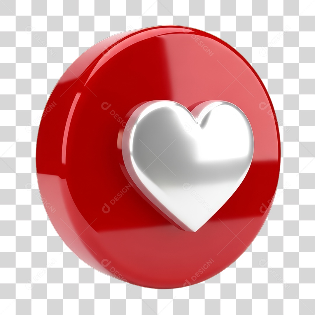 Ícone 3D Coração PNG Transparente