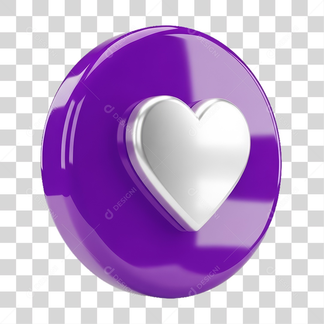 Ícone 3D Coração PNG Transparente