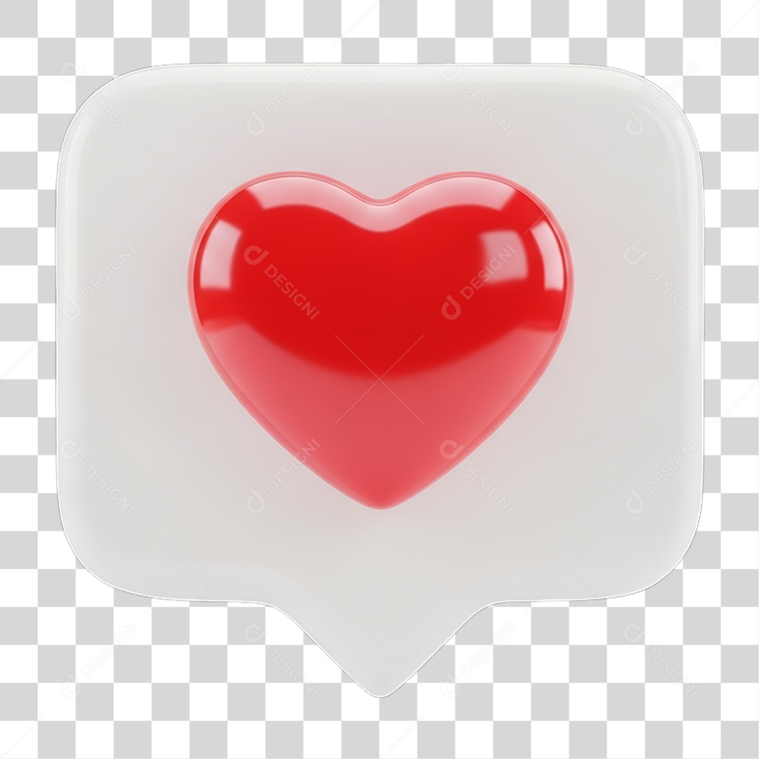Ícone 3D Coração PNG Transparente