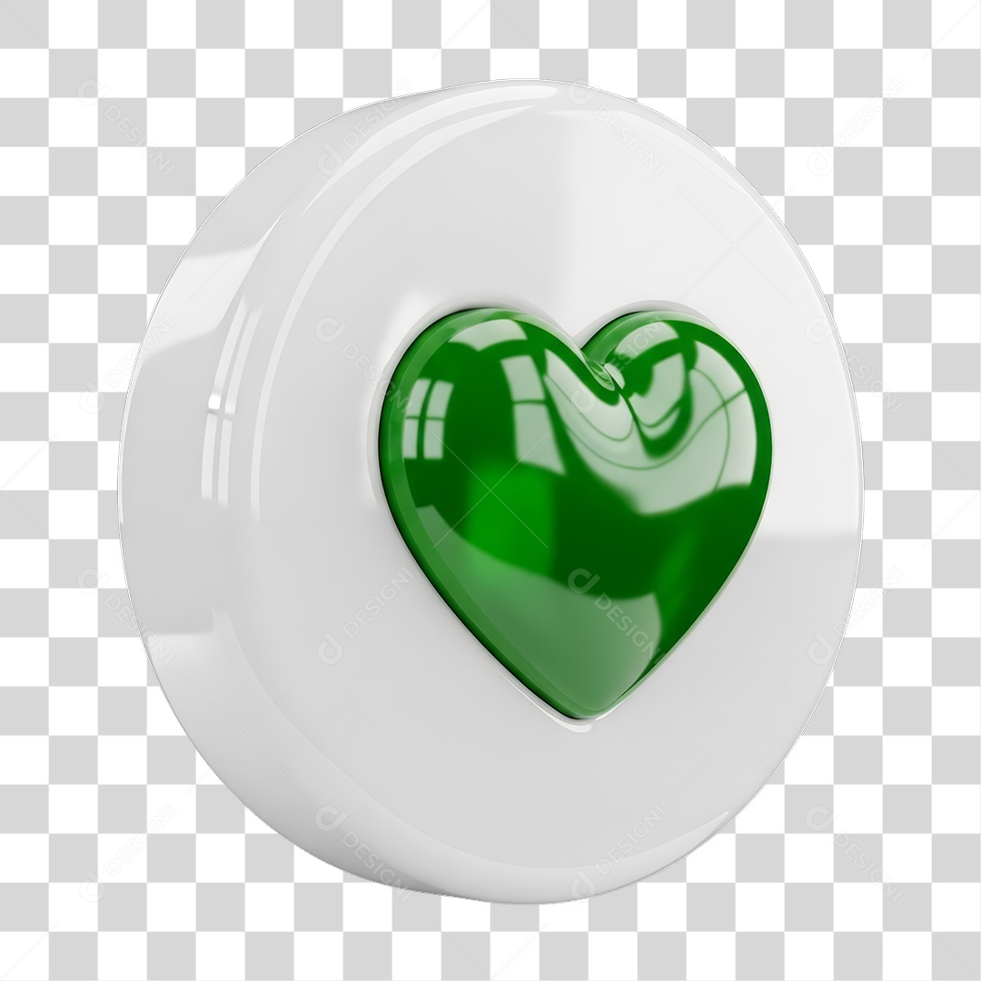 Ícone 3D Coração PNG Transparente