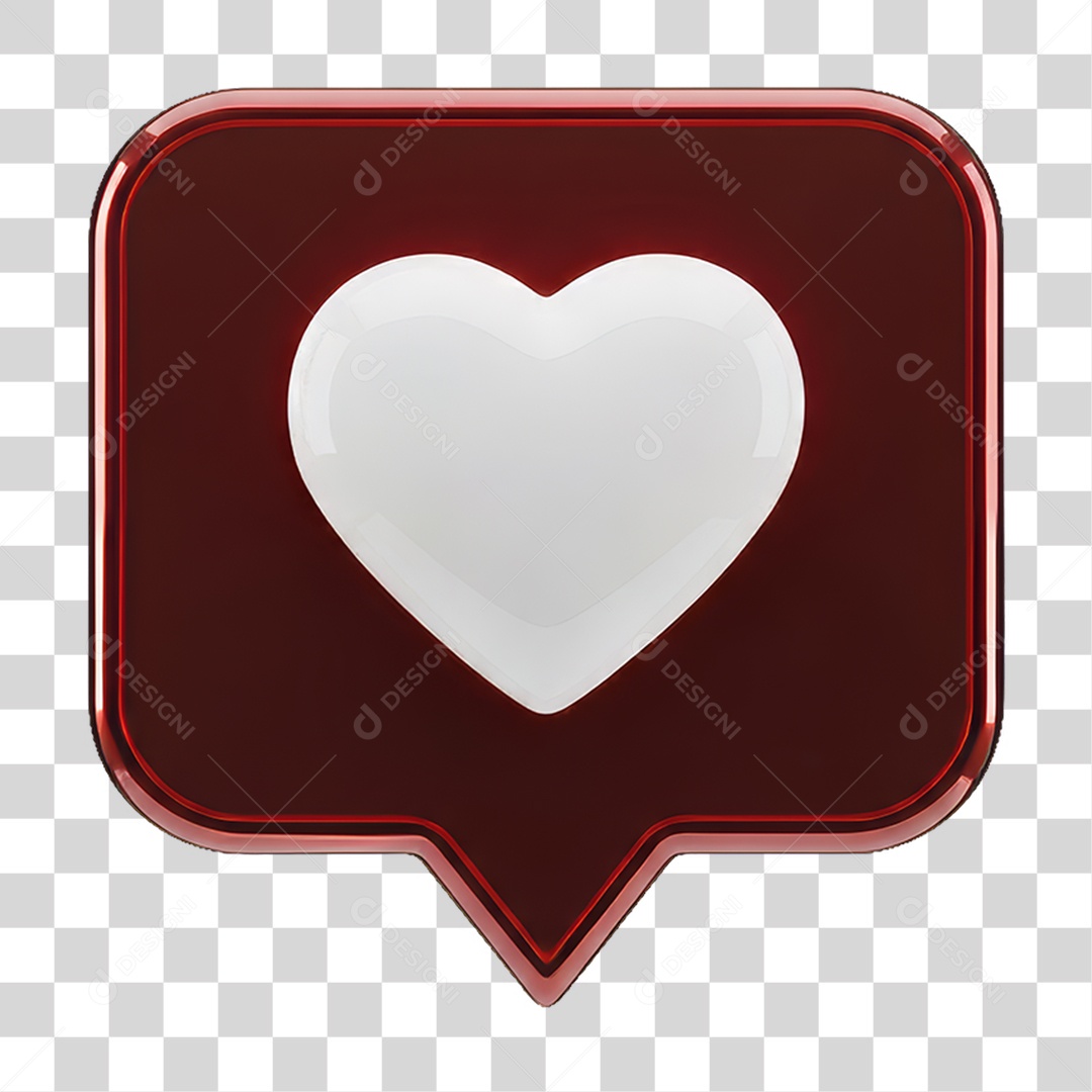 Ícone 3D Coração PNG Transparente