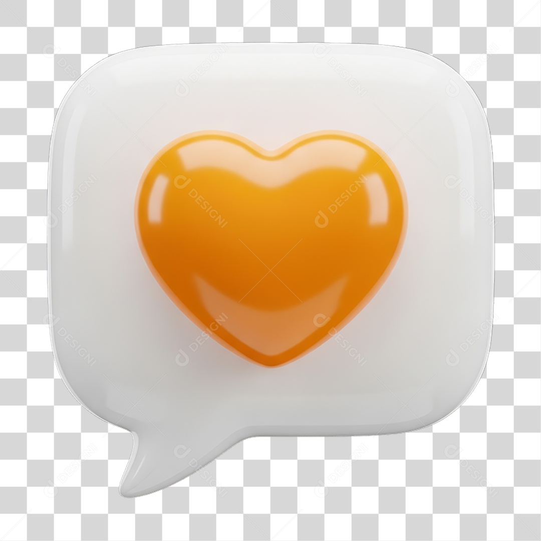 Ícone 3D Coração PNG Transparente