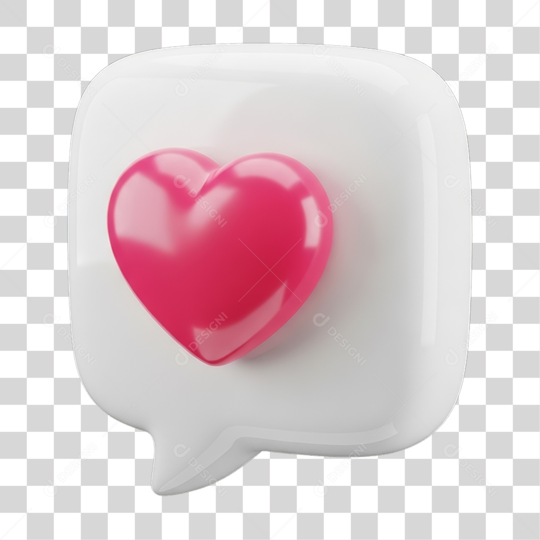 Ícone 3D Coração PNG Transparente