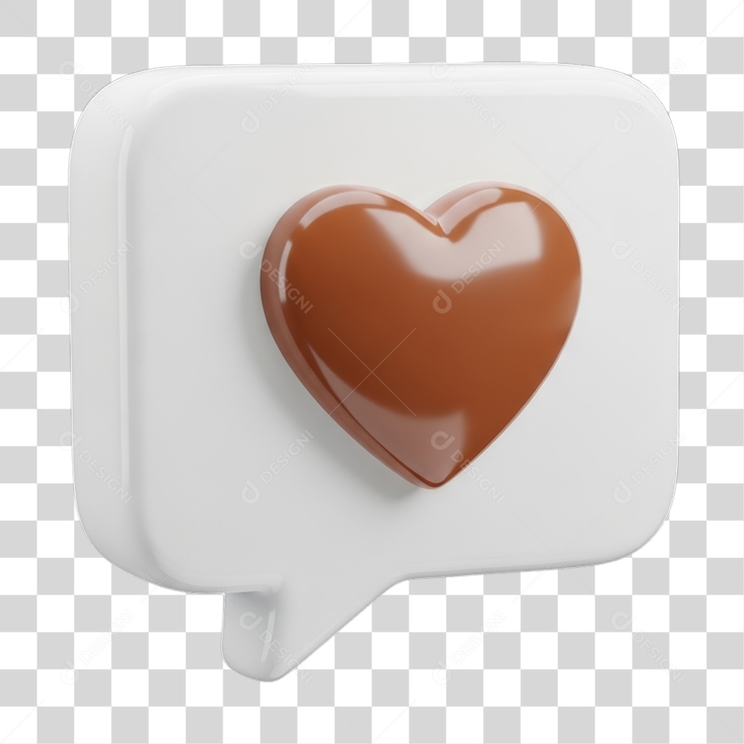 Ícone 3D Coração PNG Transparente