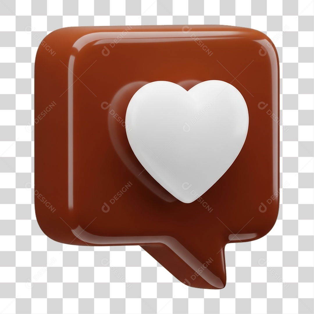 Ícone 3D Coração PNG Transparente