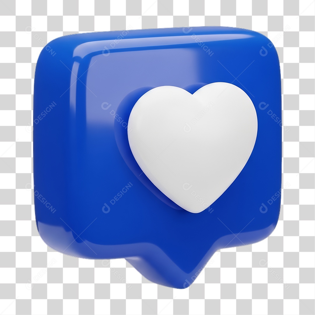 Ícone 3D Coração PNG Transparente