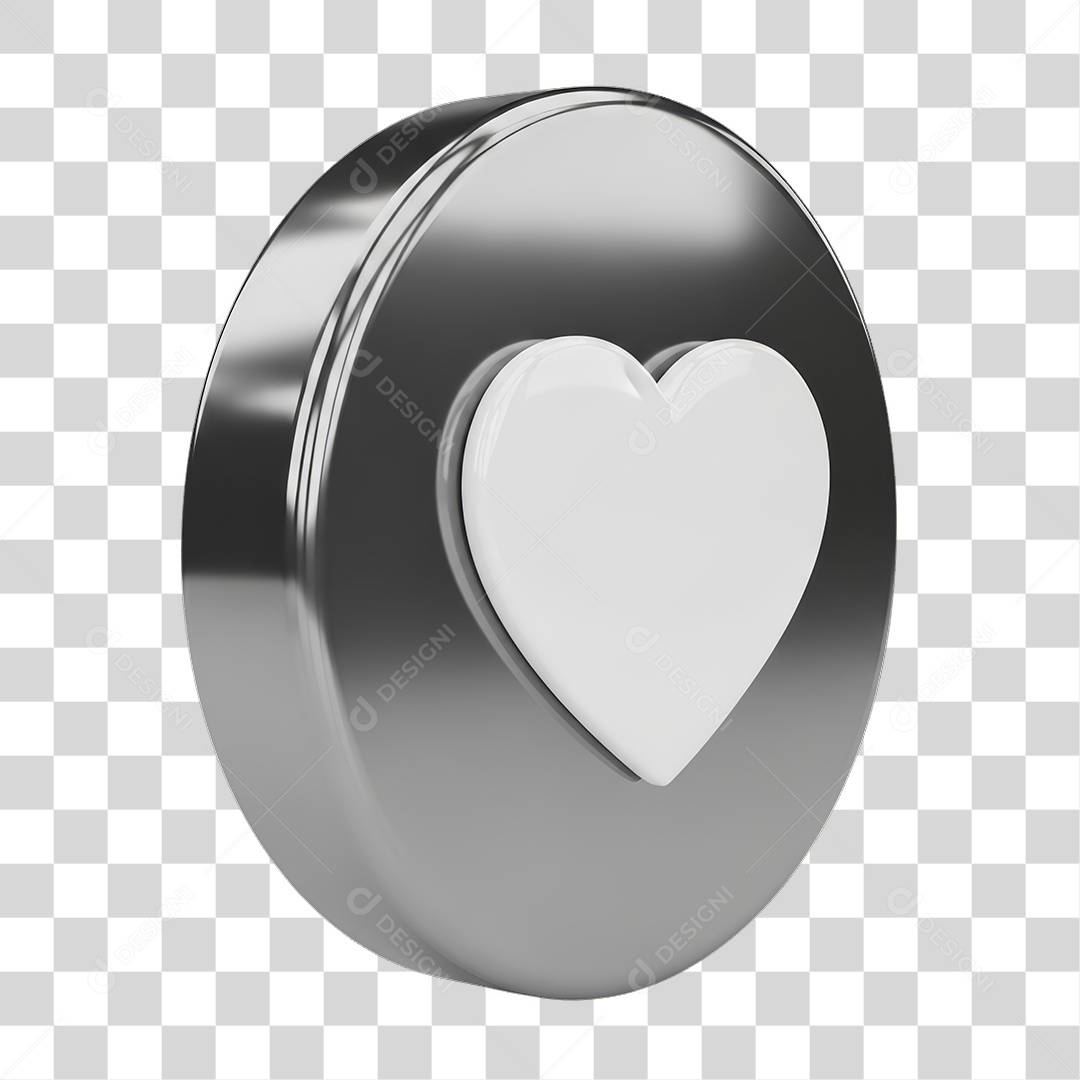 Ícone 3D Coração PNG Transparente