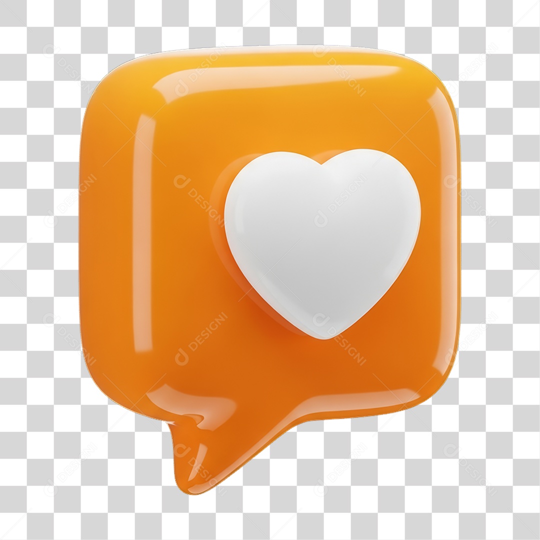 Ícone 3D Coração PNG Transparente
