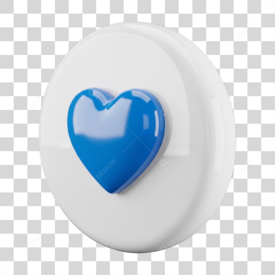 Ícone 3D Coração PNG Transparente