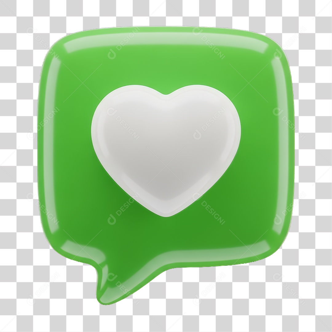 Ícone 3D Coração PNG Transparente