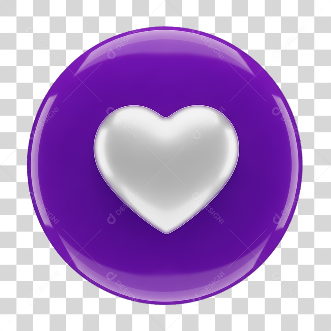 Ícone 3D Coração PNG Transparente