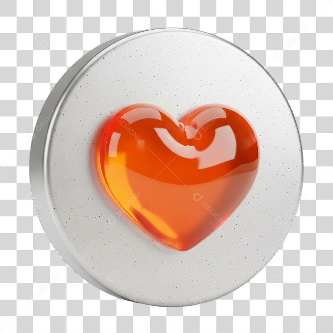 Ícone 3D Coração PNG Transparente