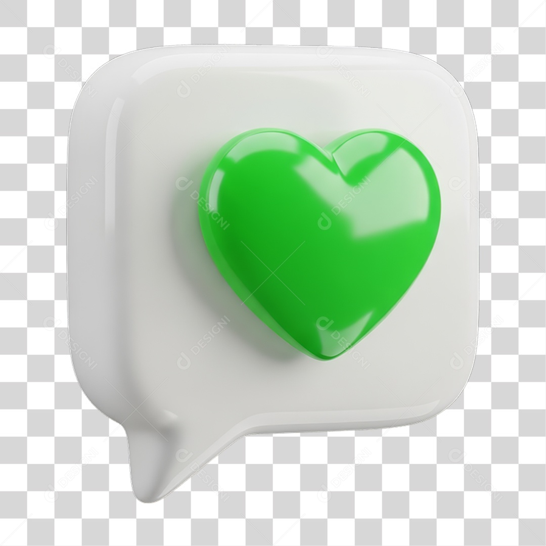 Ícone 3D Coração PNG Transparente