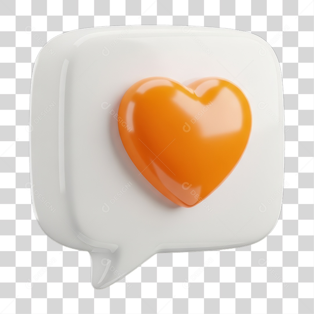 Ícone 3D Coração PNG Transparente