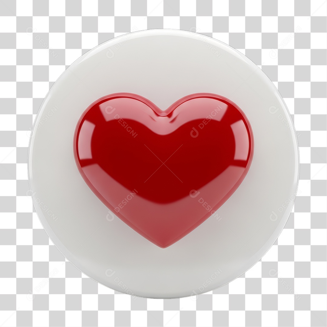 Ícone 3D Coração PNG Transparente