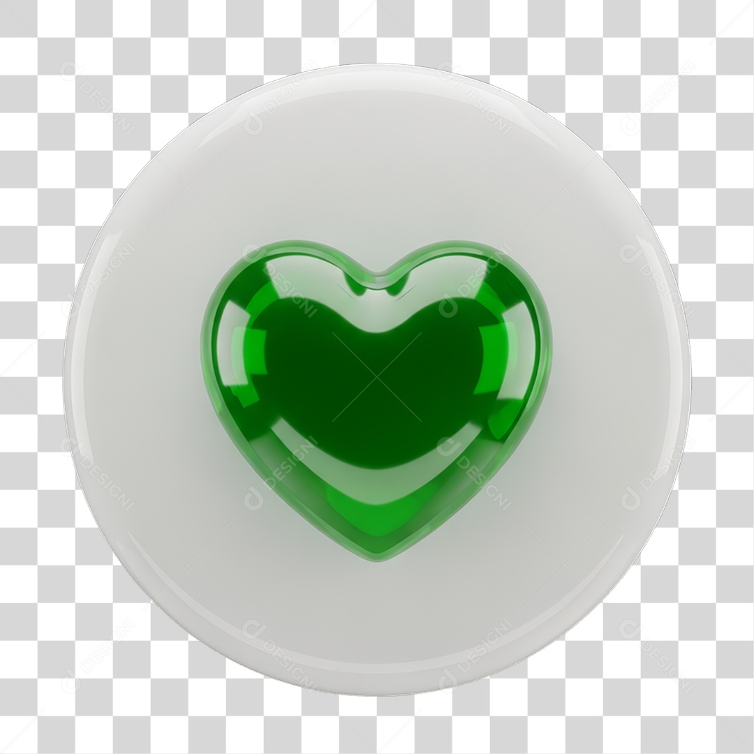 Ícone 3D Coração PNG Transparente