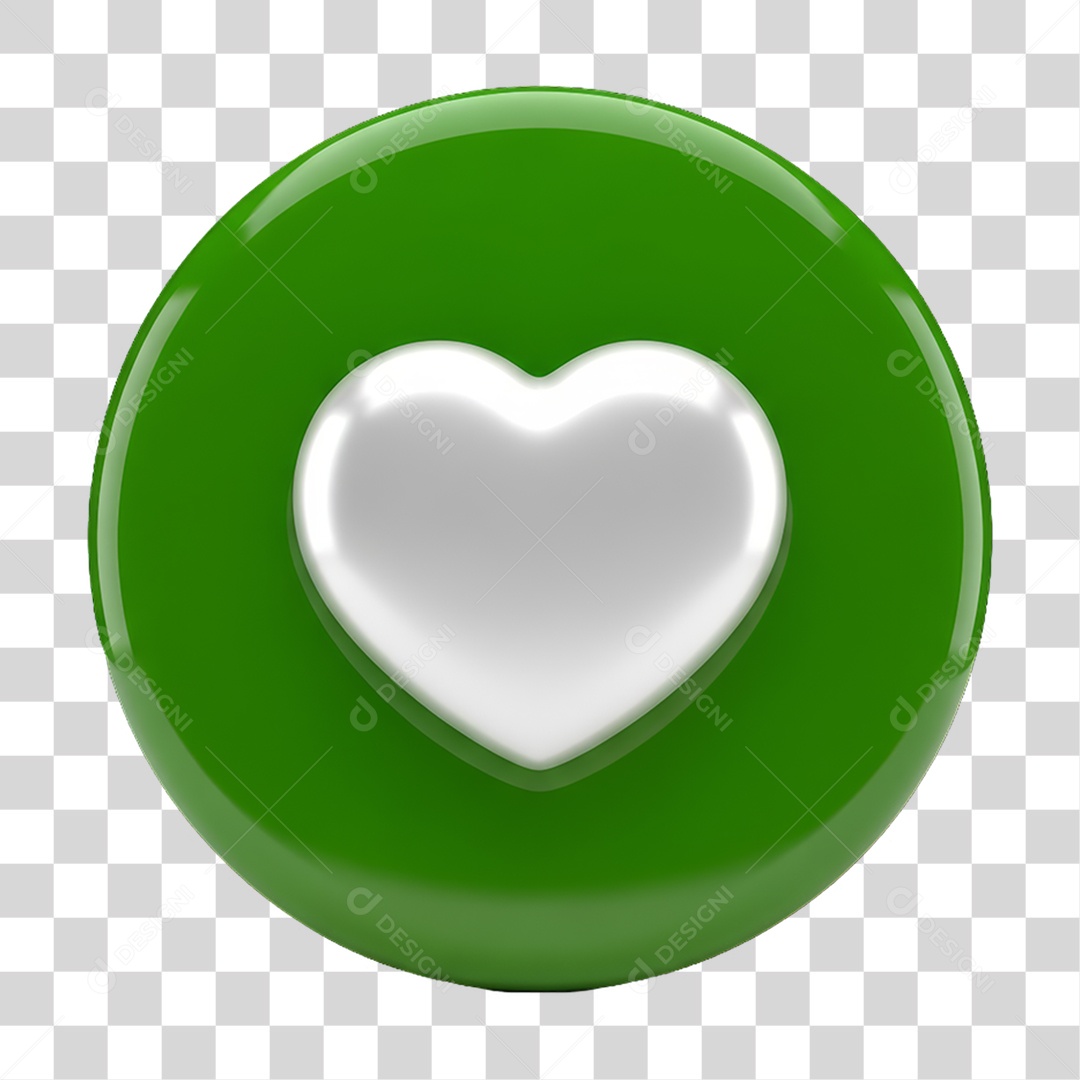 Ícone 3D Coração PNG Transparente