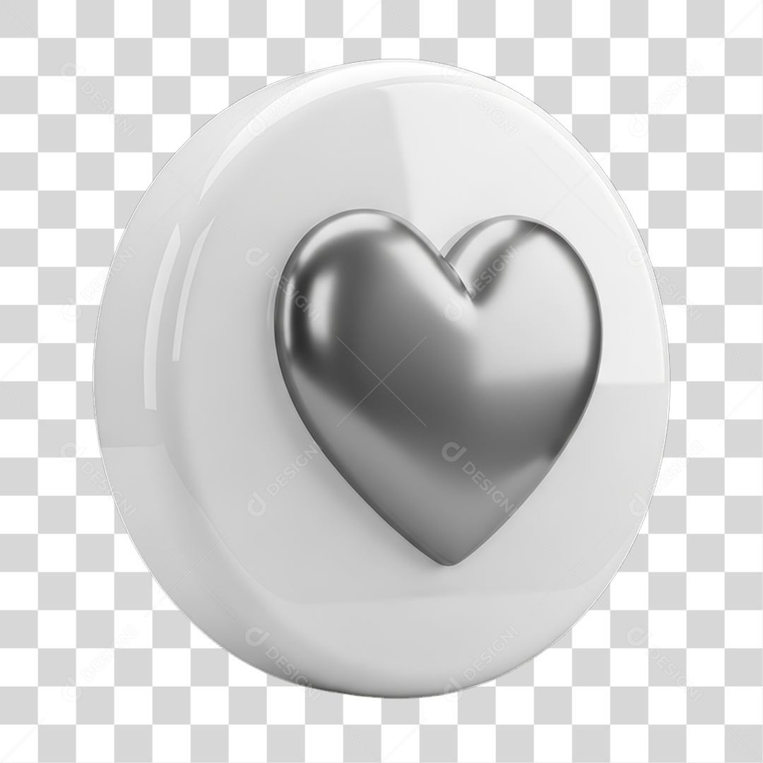 Ícone 3D Coração PNG Transparente