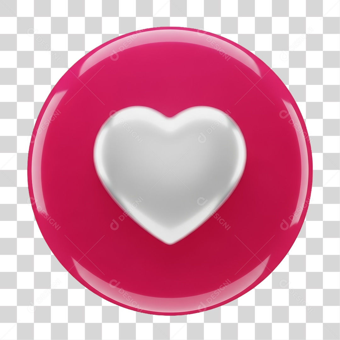 Ícone 3D Coração PNG Transparente
