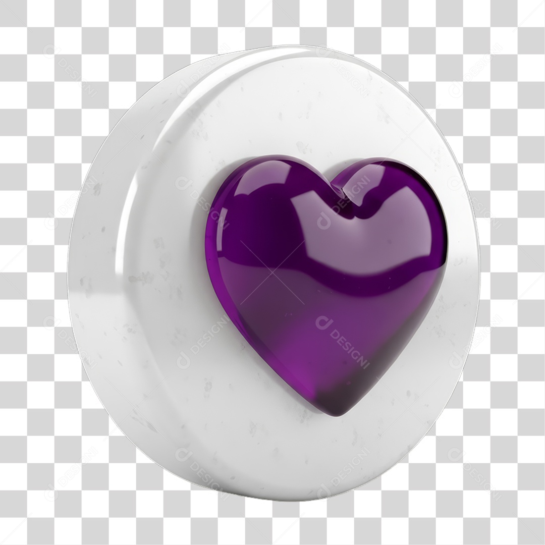 Ícone 3D Coração PNG Transparente