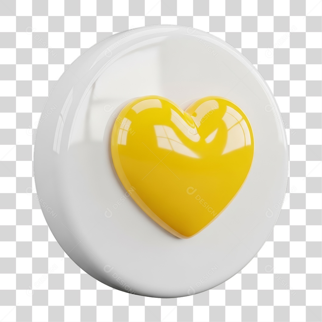 Ícone 3D Coração PNG Transparente