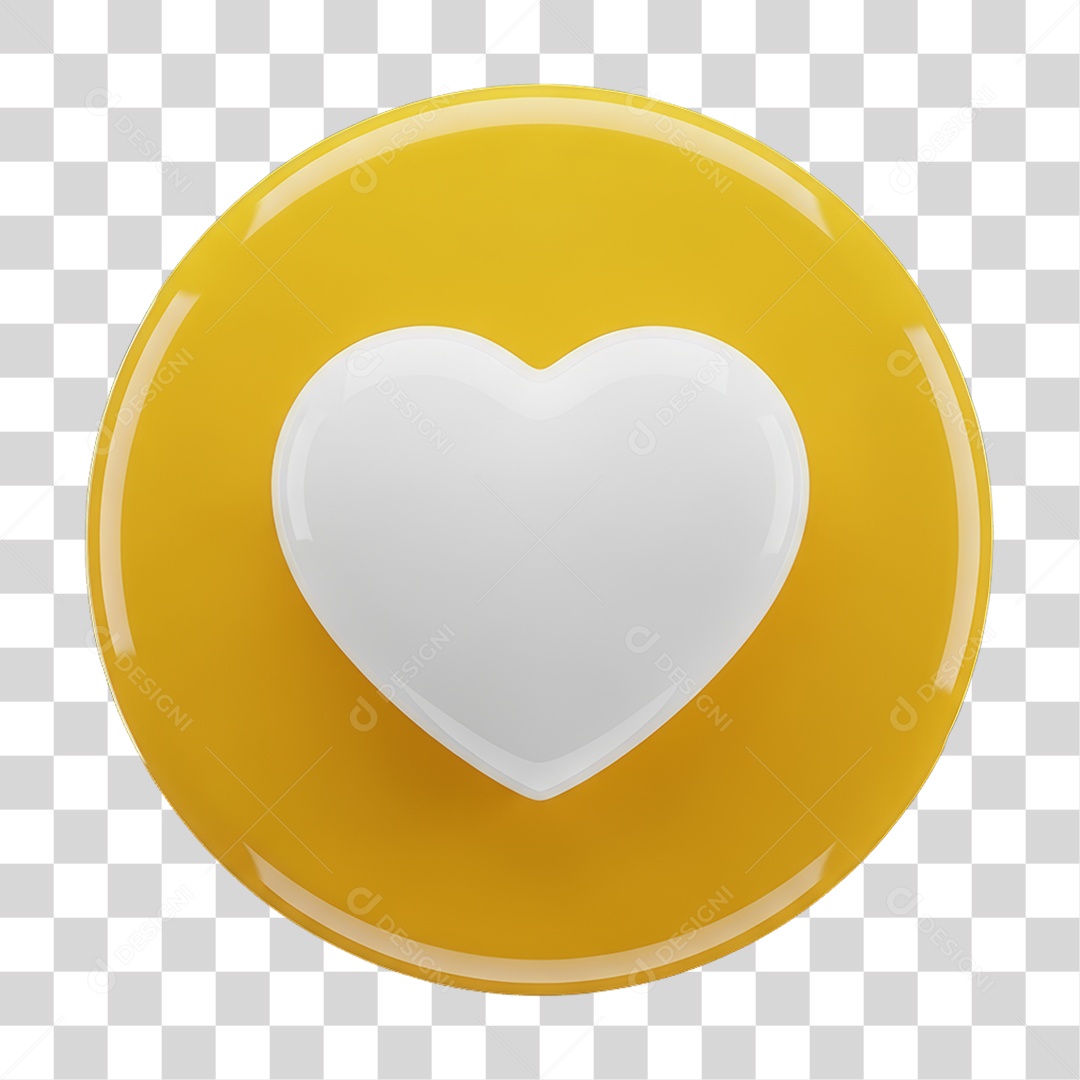 Ícone 3D Coração PNG Transparente