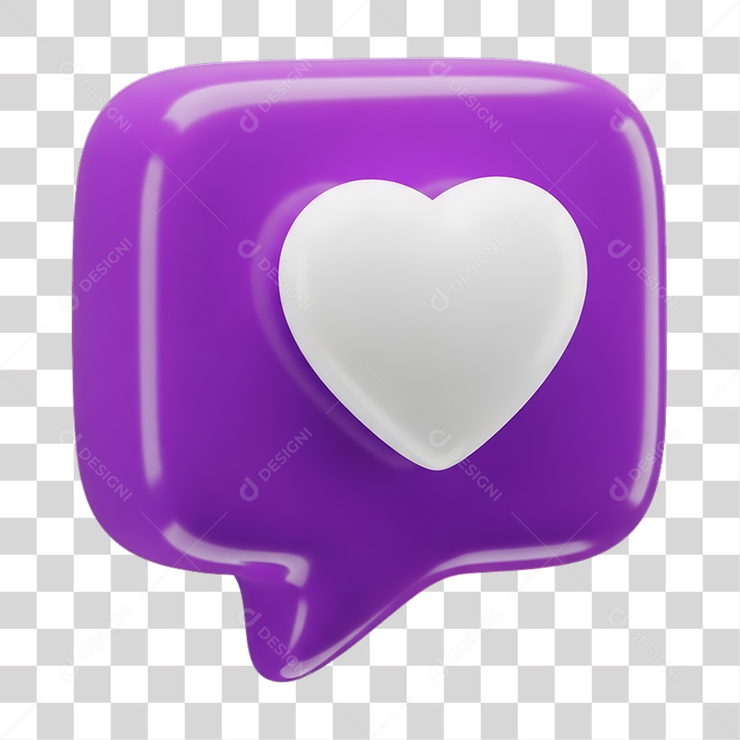 Ícone 3D Coração PNG Transparente