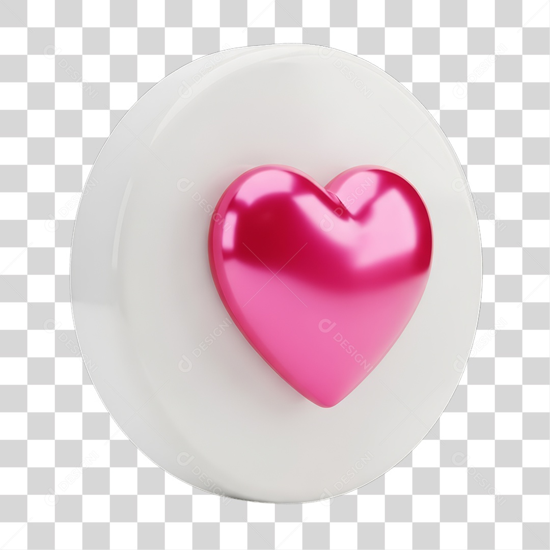 Ícone 3D Coração PNG Transparente