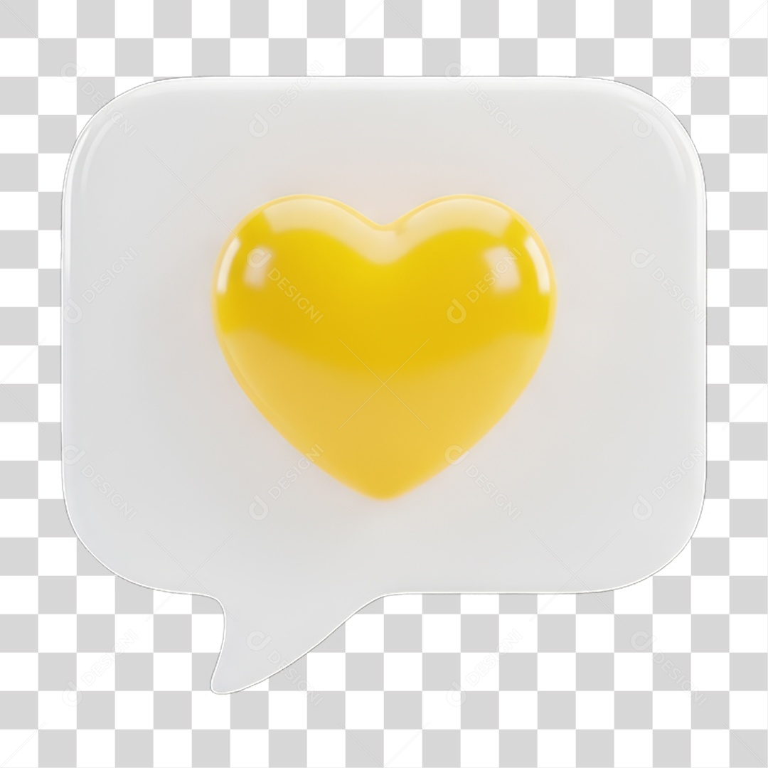 Ícone 3D Coração PNG Transparente