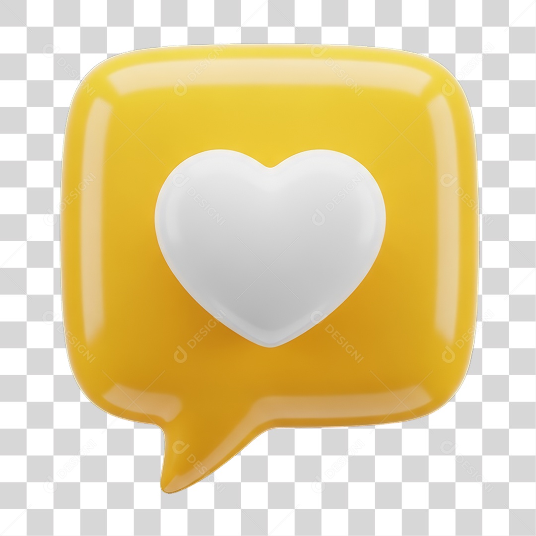 Ícone 3D Coração PNG Transparente