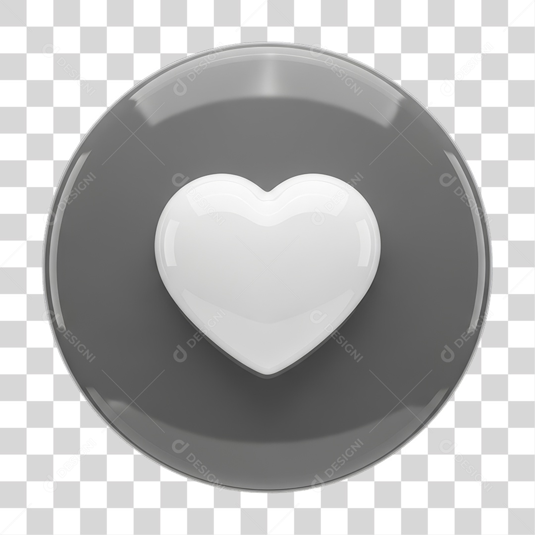 Ícone 3D Coração PNG Transparente