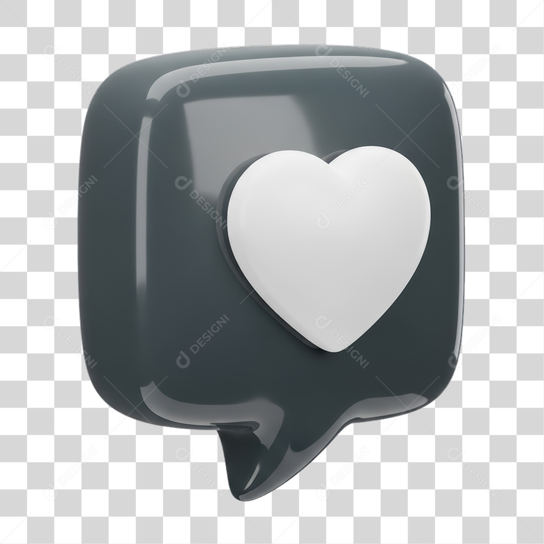 Ícone 3D Coração PNG Transparente