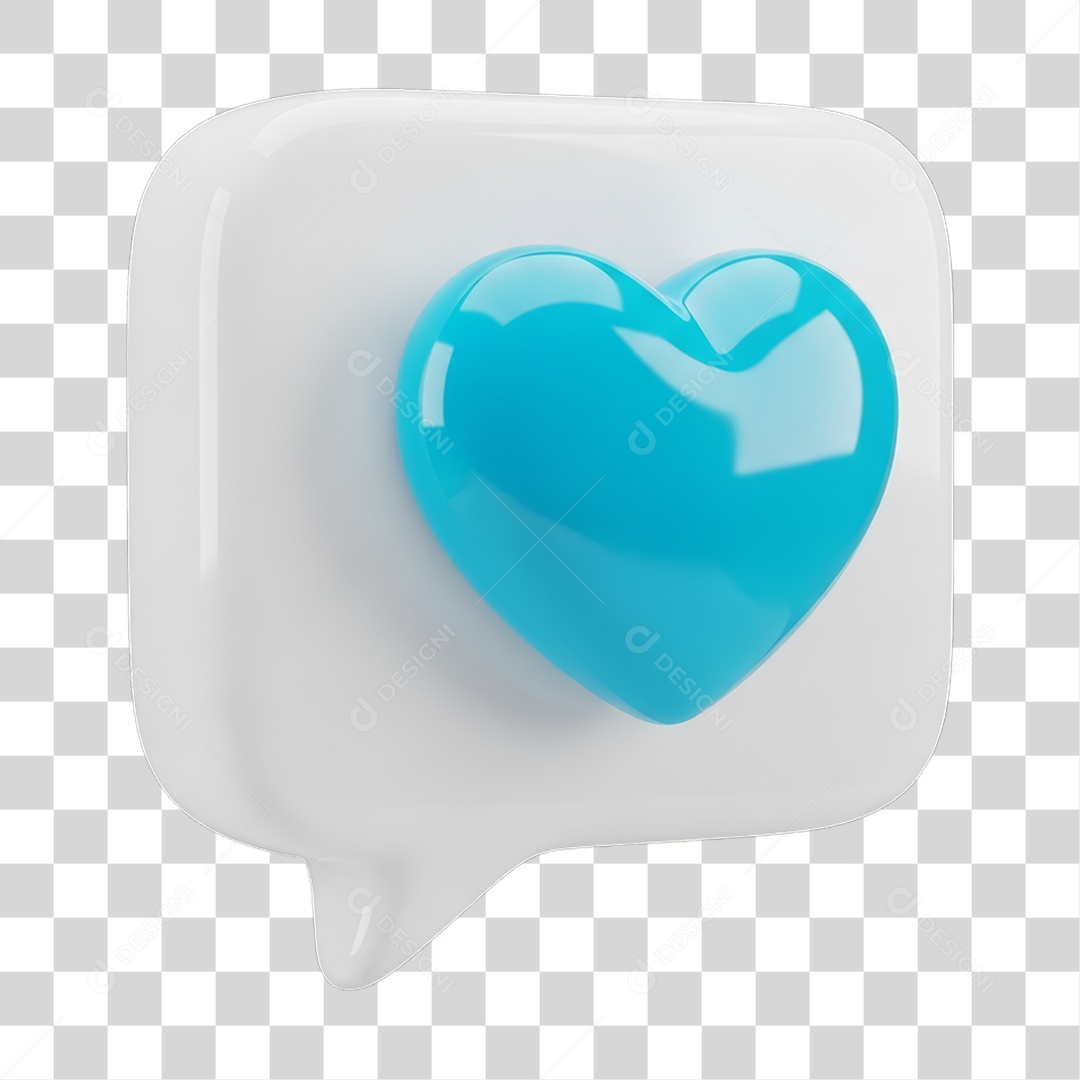 Ícone 3D Coração PNG Transparente