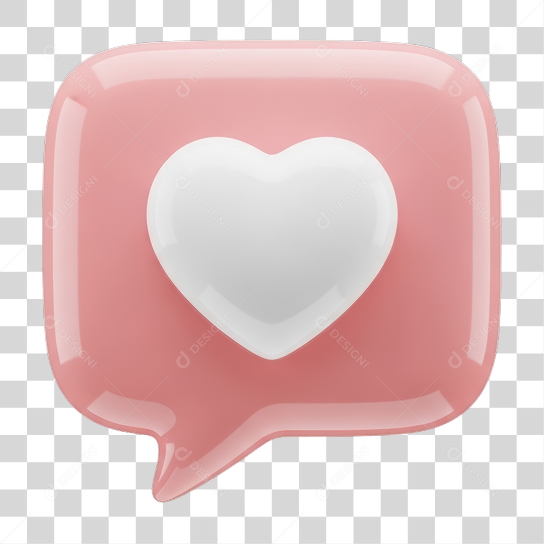 Ícone 3D Coração PNG Transparente